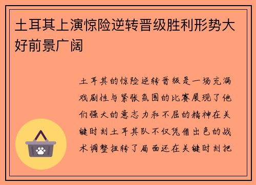 土耳其上演惊险逆转晋级胜利形势大好前景广阔